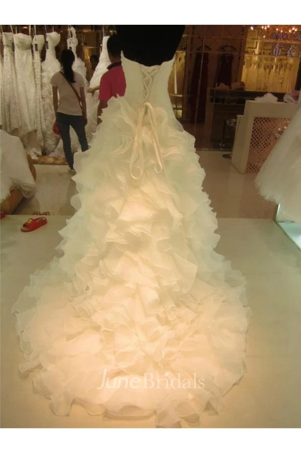 Sexy Sweetheart Sleeveless Wedding Dress Lace-up With Ruffles