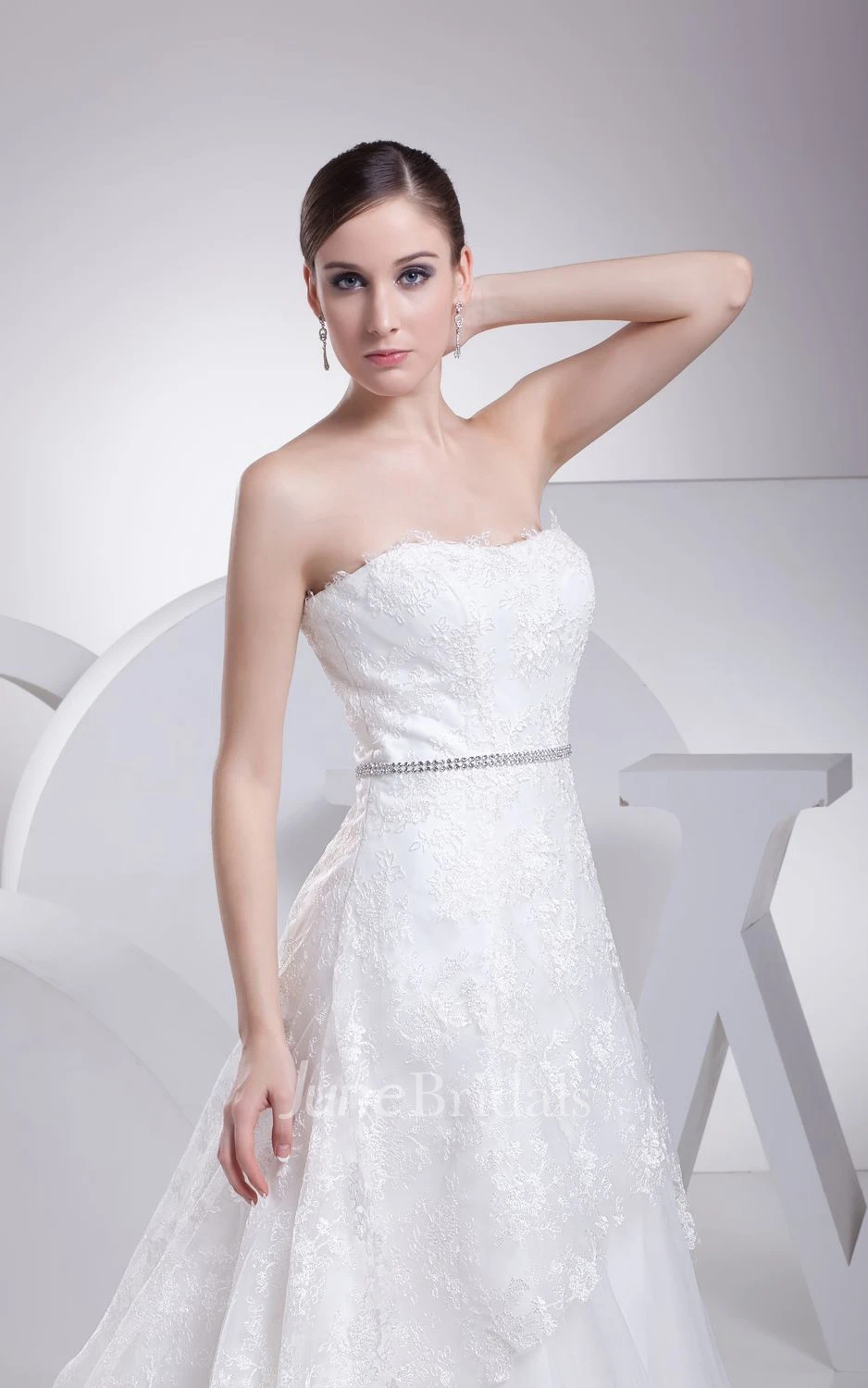 Sweetheart Appliqued A-Line Dress With Beading and Corset Back