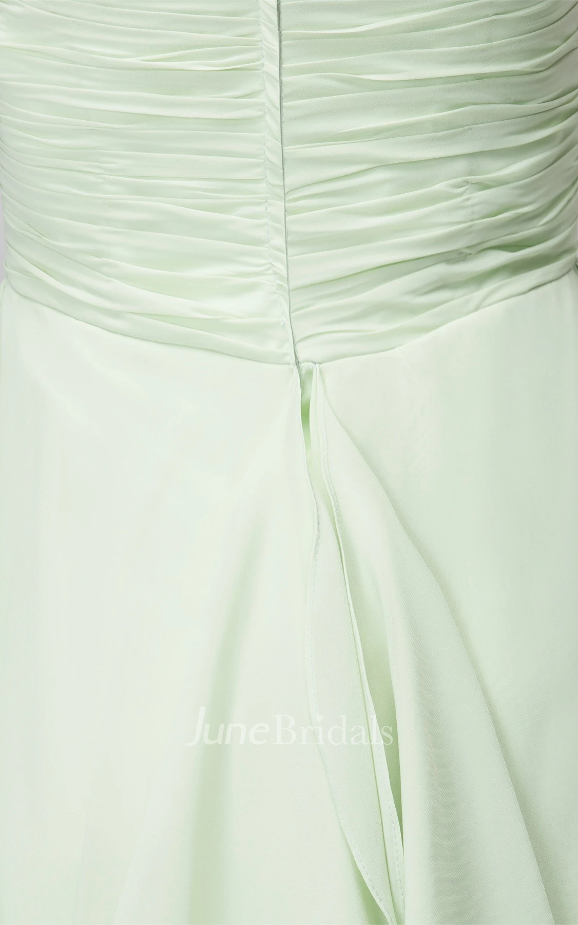 Strapless Empire Chiffon Maxi Dress with Draping and Sequined Top