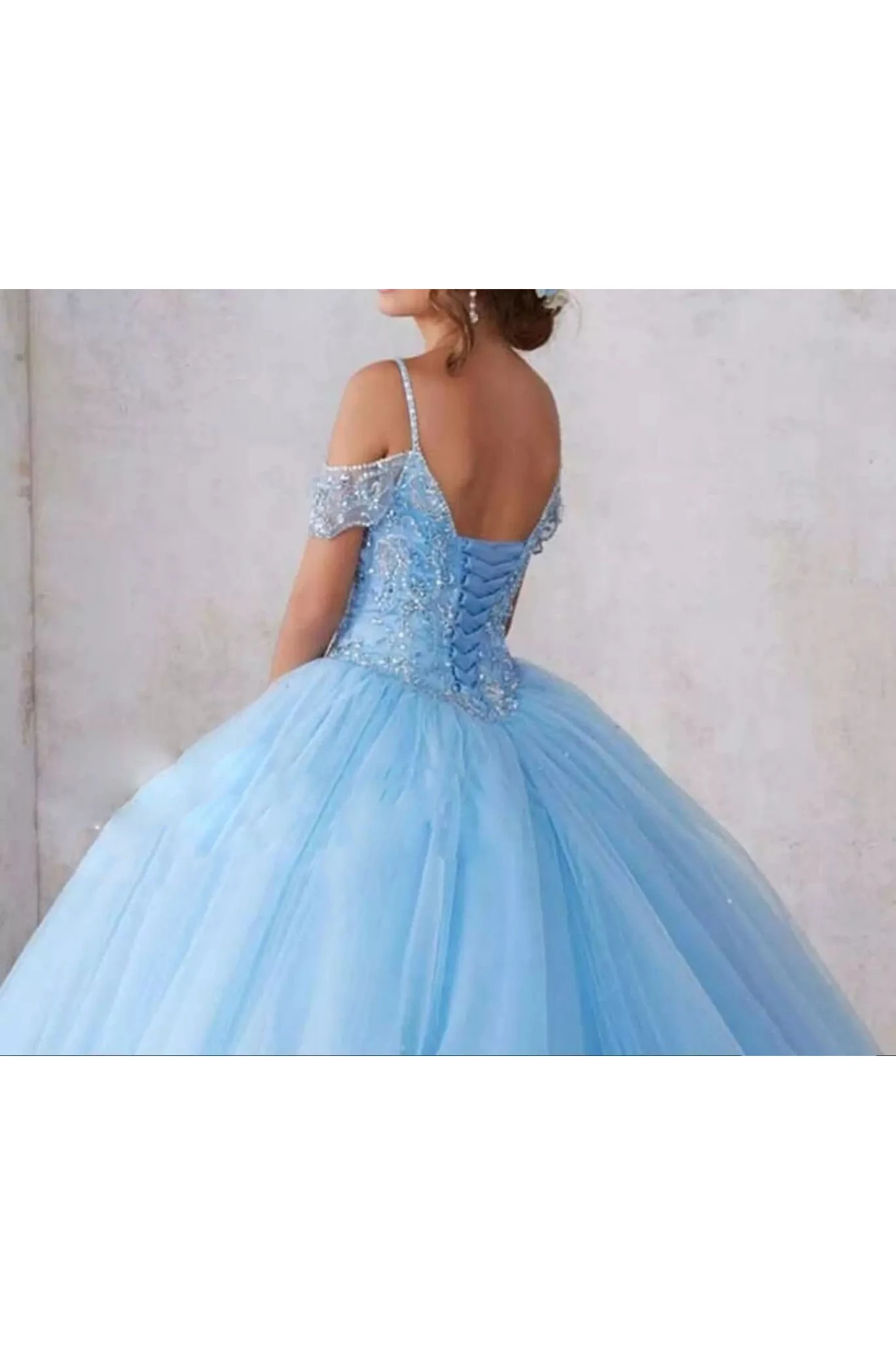 Ball Gown Off-the-shoulder Cap Sleeve Beaded Tulle Dress