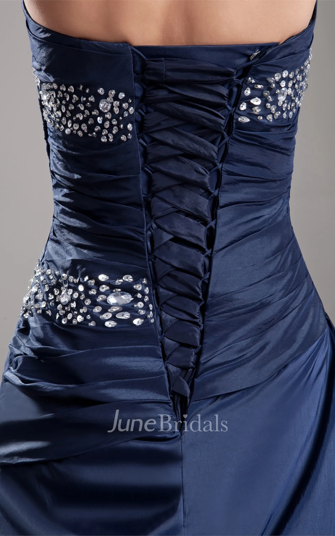 Sweetheart Satin Pick-Up Ball Gown with Rhinestone