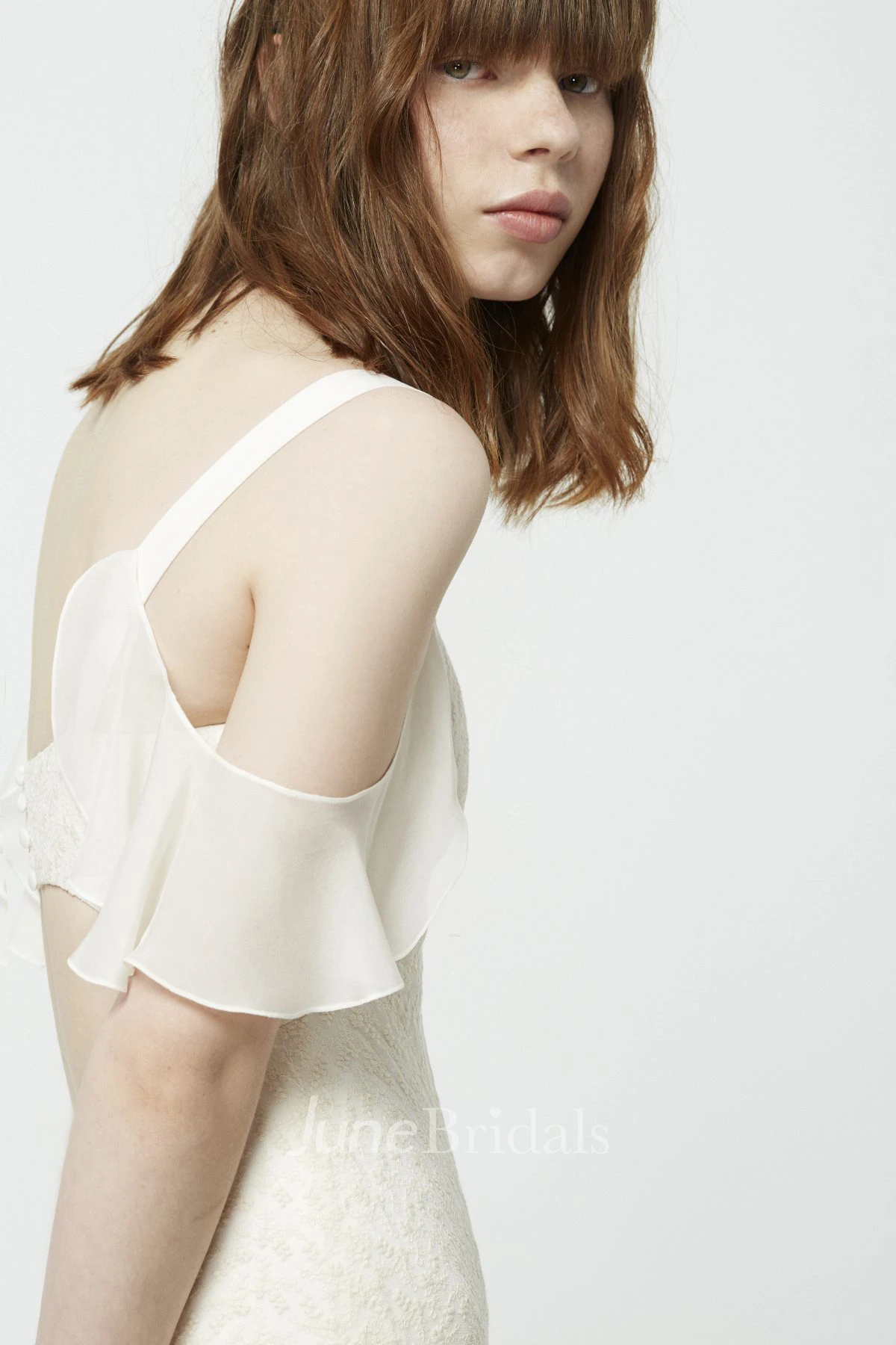 Stylish V-neck Lace Wedding Dress With Sweep/Brush Train