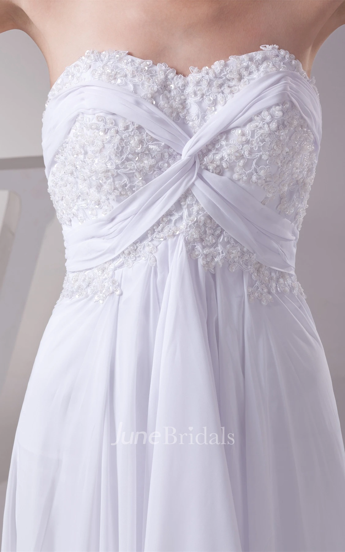 Strapless Empire Pleated Dress with Jewel and Draping