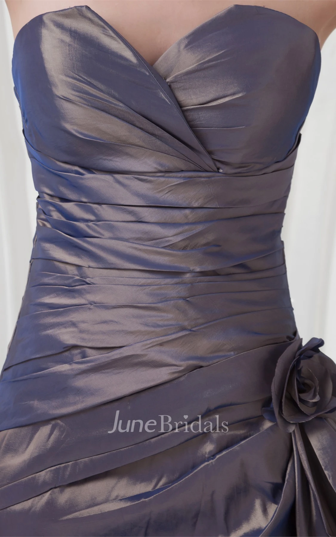 sleeveless sheath notched dress with draping and flower