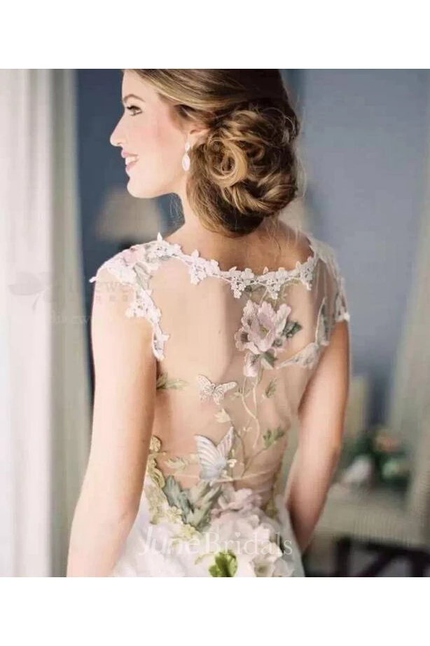 Newest Bodycon Cap Sleeve Wedding Dress V-neck Lace