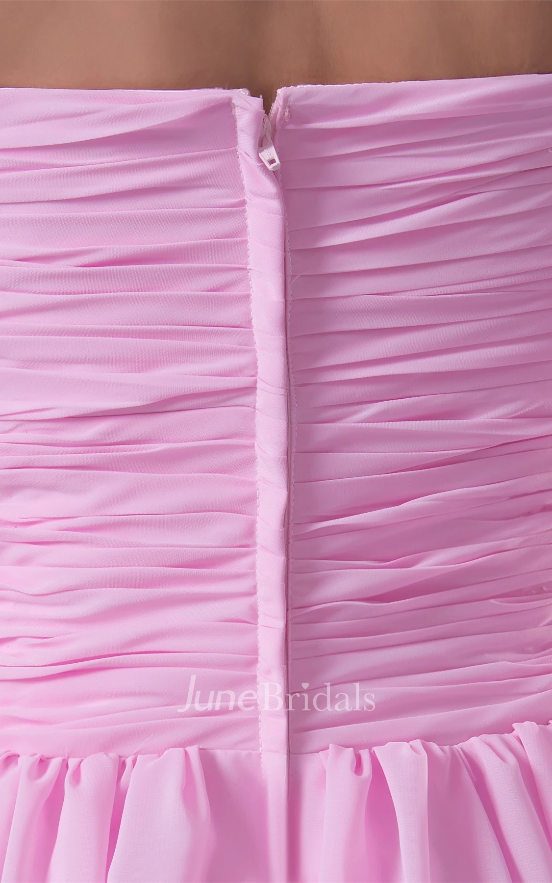 Pastel Asymmetrical Chiffon Dress with Ruching and Pleats