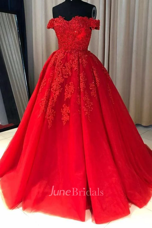 Off Shoulder Lace A-line Cheap Evening Prom Dress
