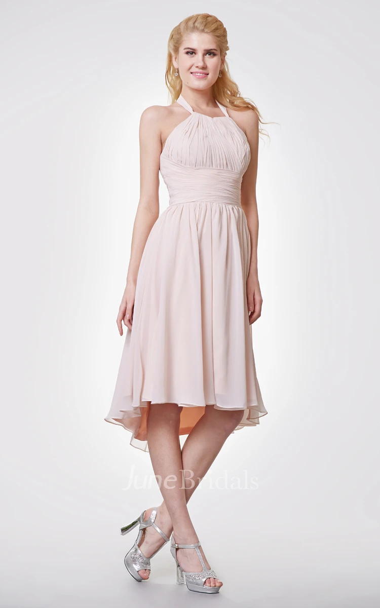 Halter Empire High Low Bridesmaid Dress