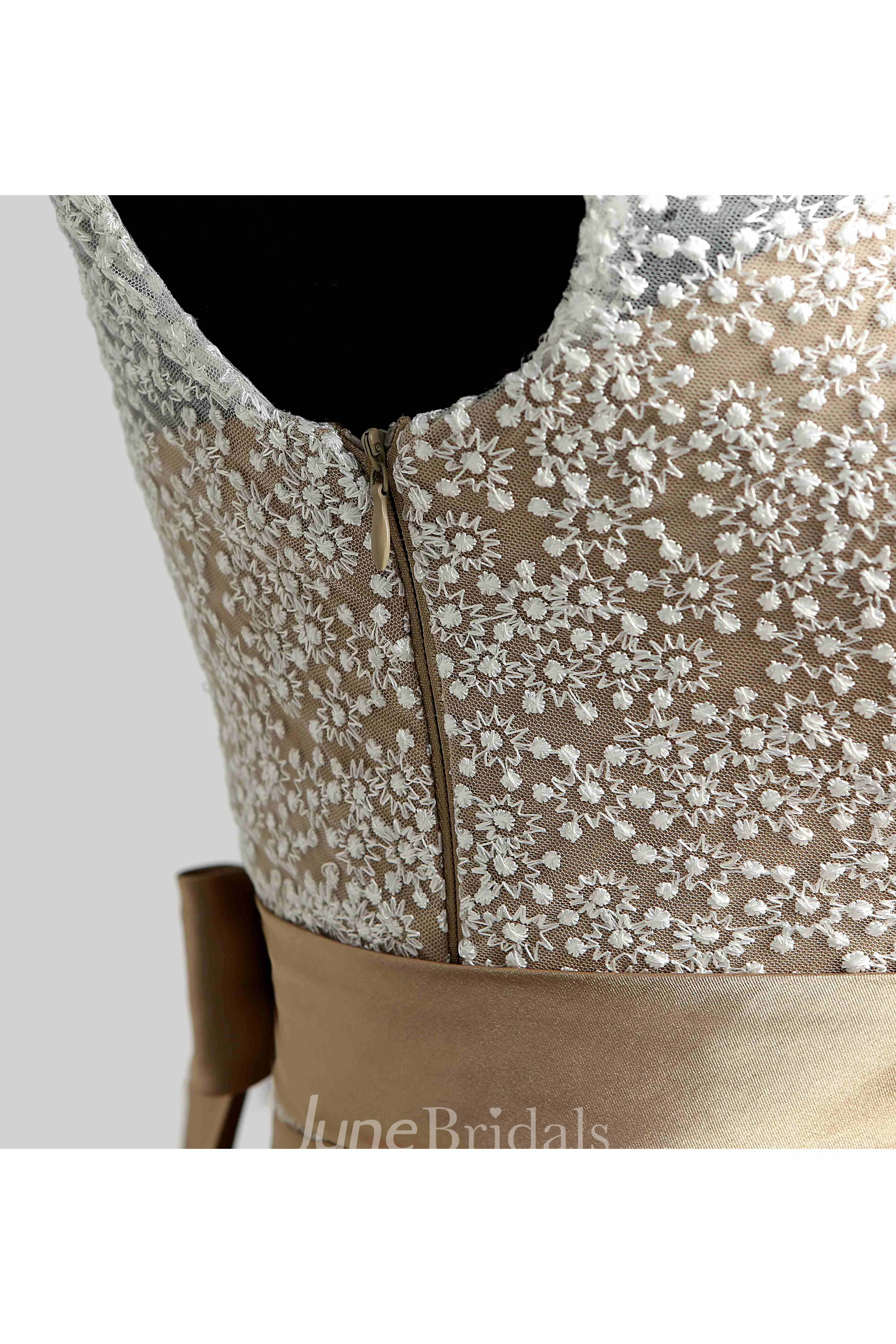 Floor-length A-line Bateau Cap Short Sleeve Illusion Jersey Lace Dress