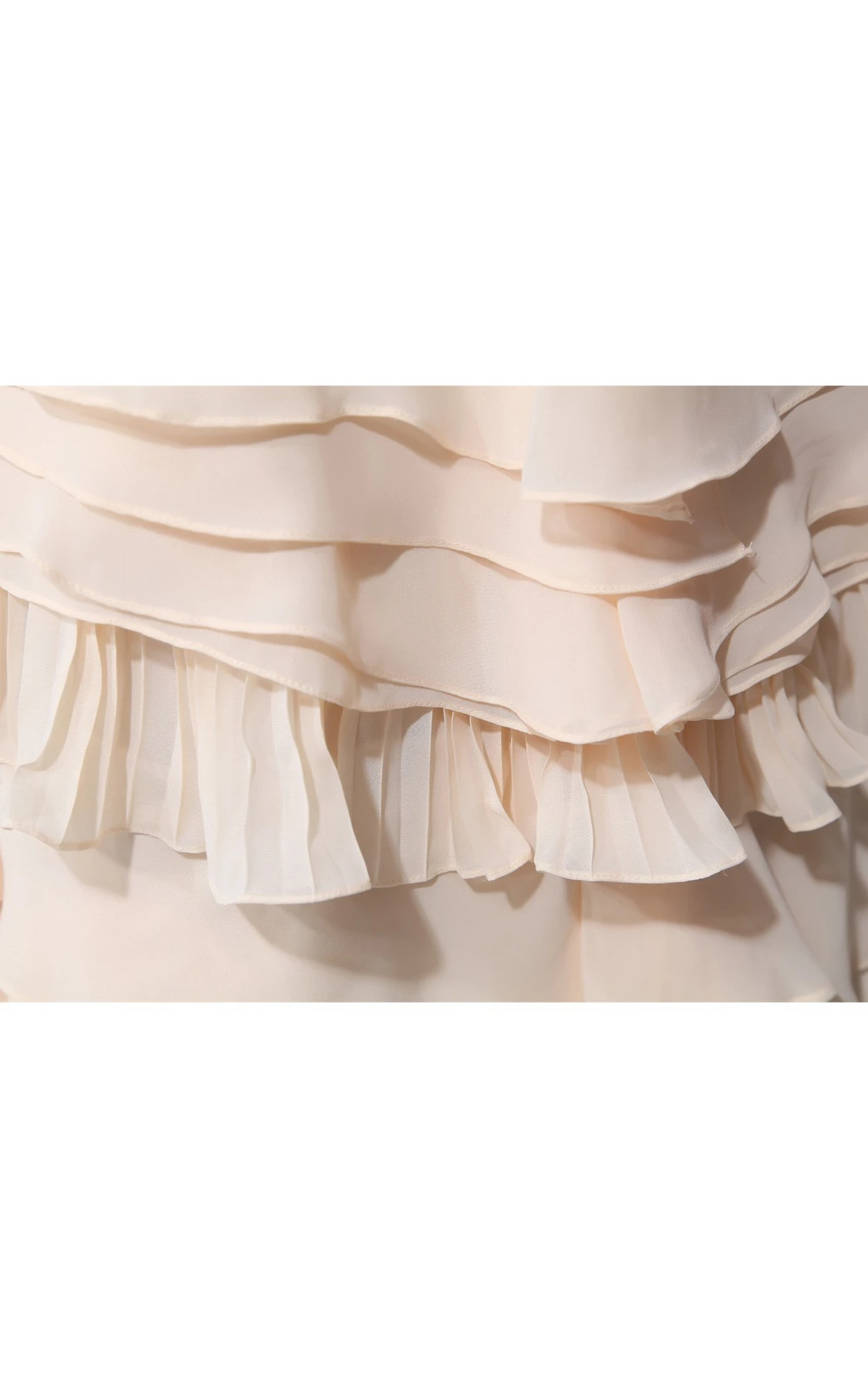 Strapless Ruched Chiffon A-Line Gown with Peplum and Tiers