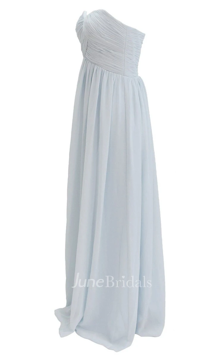 Elegant Strapless Sweetheart Ruched Chiffon A-line Gown