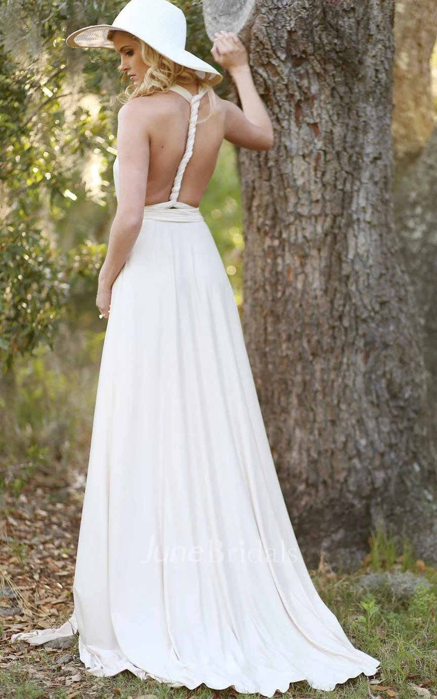 Convertible Wrap Gown With Couture Detailing And Train Dress