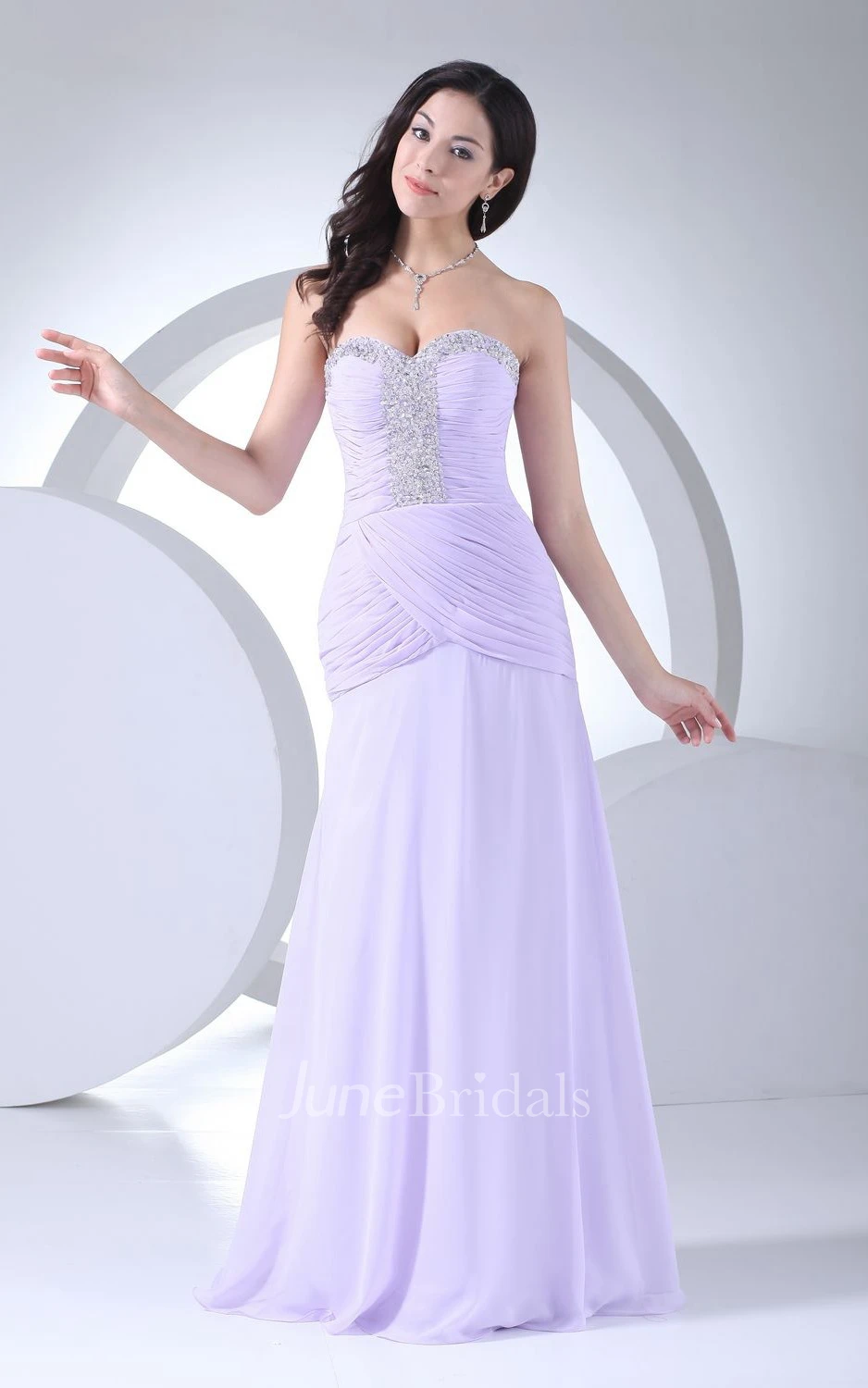 Sweetheart Floor-Length Chiffon Dress With Criss-Cross Ruching