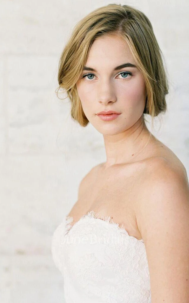 A-Line Sweetheart Floor-Length Lace Satin Dress