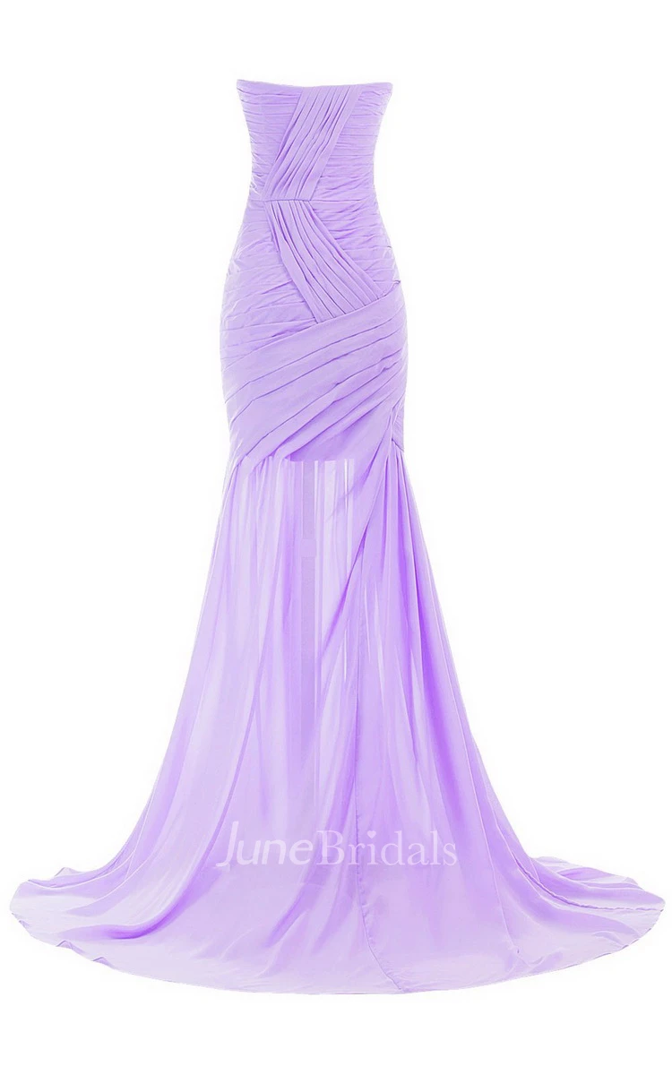 Sweetheart Sweep Train Gown With Ruching and Beading