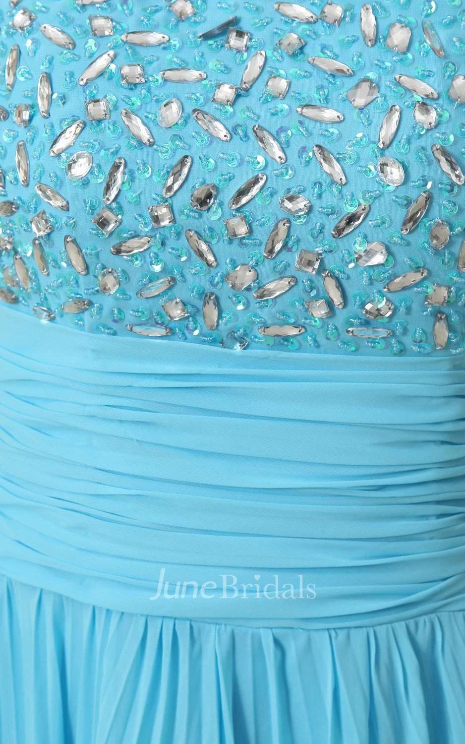 Chiffon Sleeveless A-Line Pleated Dress With Beaded Bodice