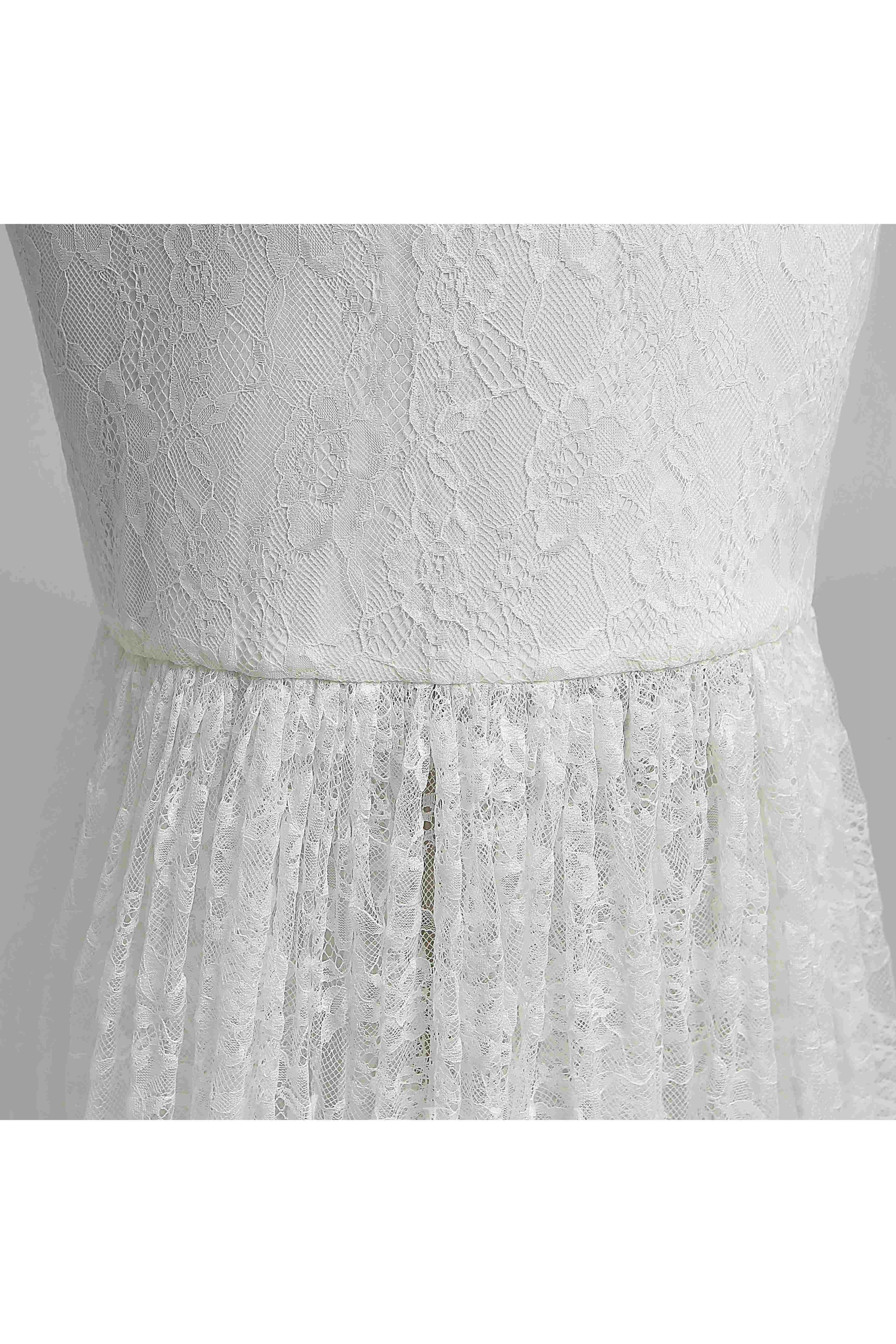 Floor-length Mermaid Off-the-shoulder Illusion Short Sleeve Lace Maternity Weeding Dress