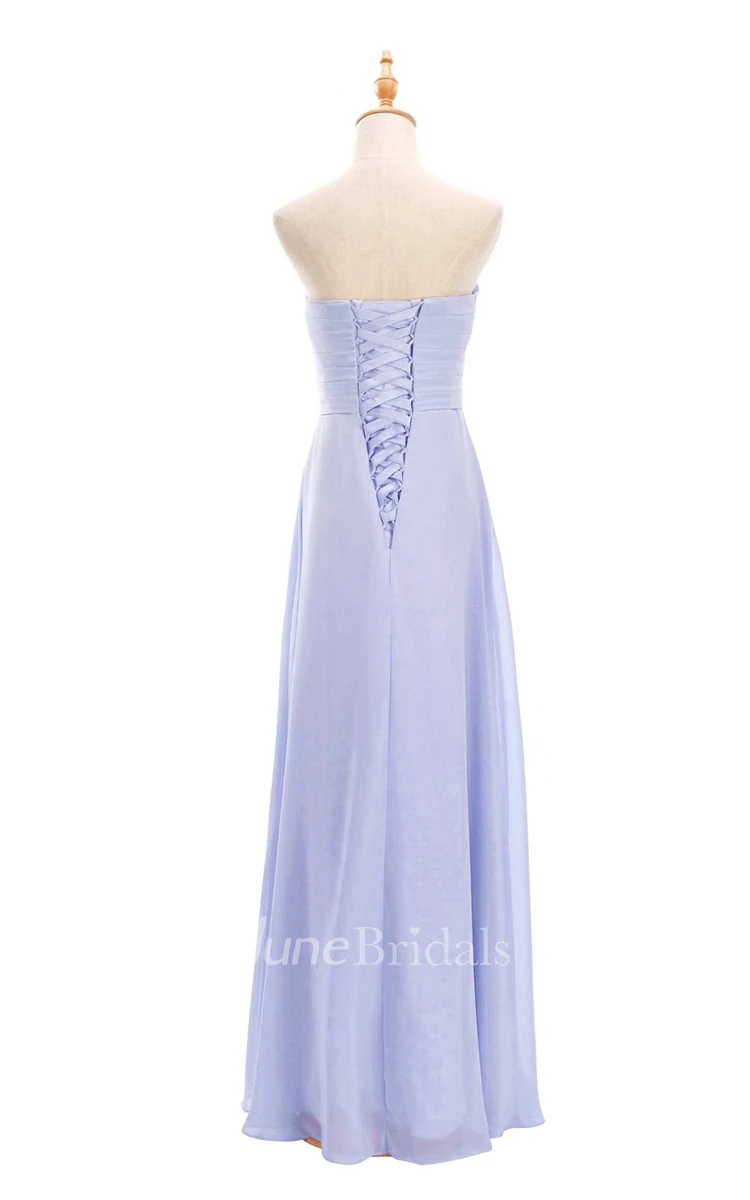 Strapless Ruched A-line Gown With Lace-up Back