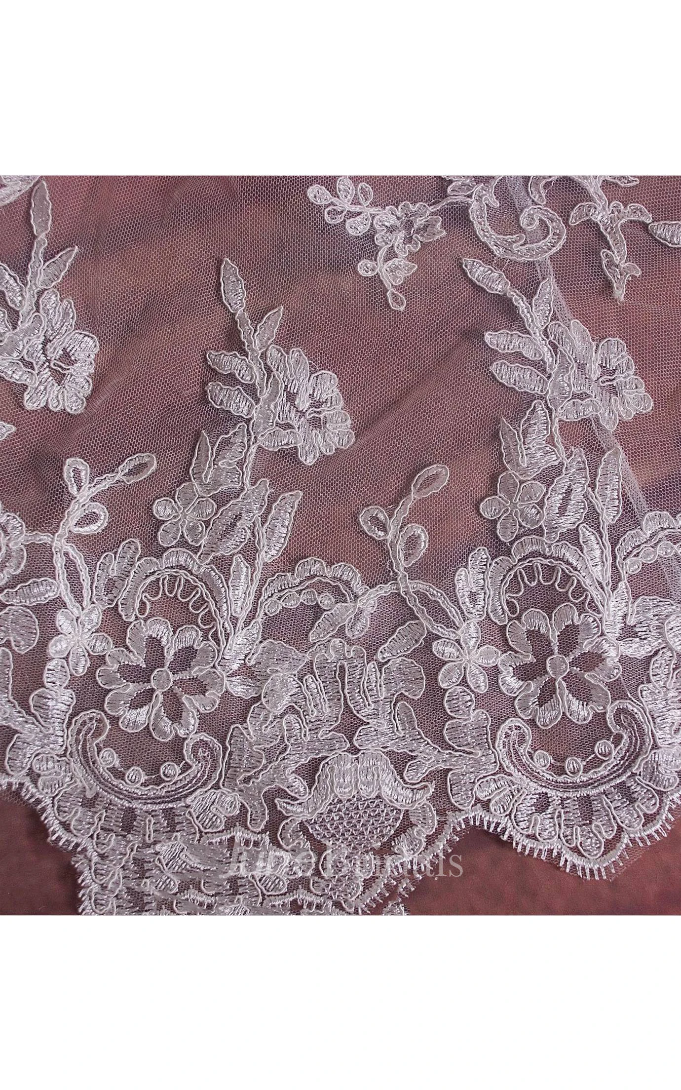 Lace Satin Weddig Dress With Low-V Back