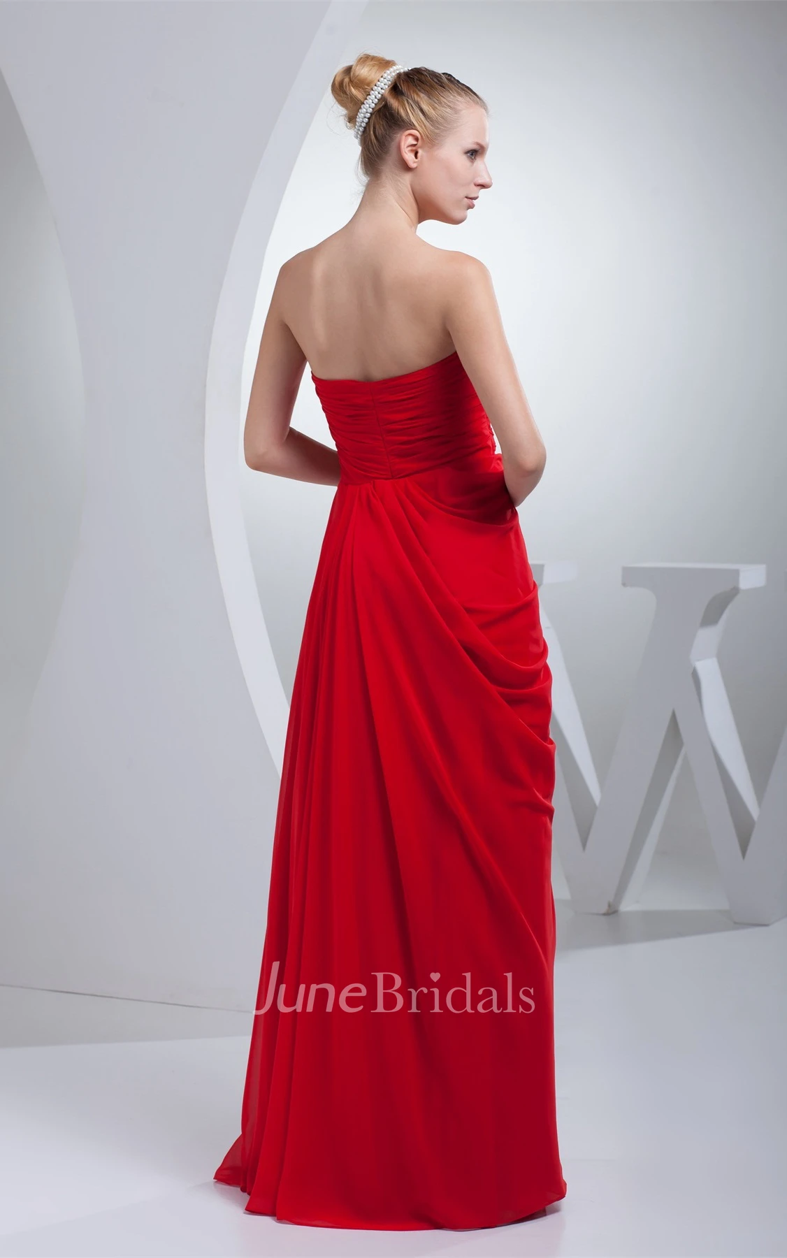 Sweetheart Criss-Cross Floor-Length Dress with Pleated and Appliques