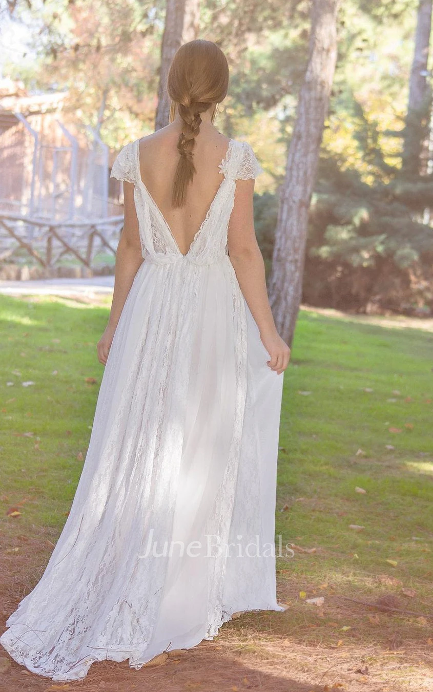 Chiffon Lace Weddig Dress With Appliques