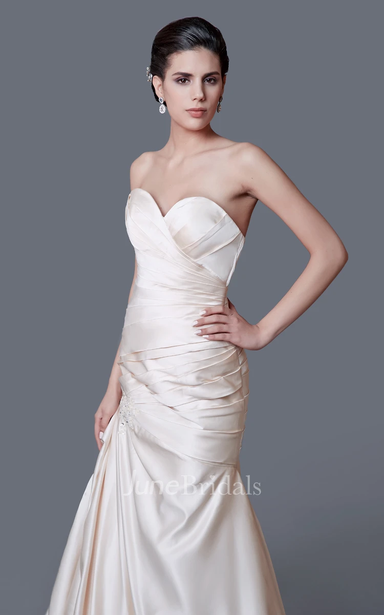 Inspired Sweetheart Backless Taffeta Ruched Mermaid Dress