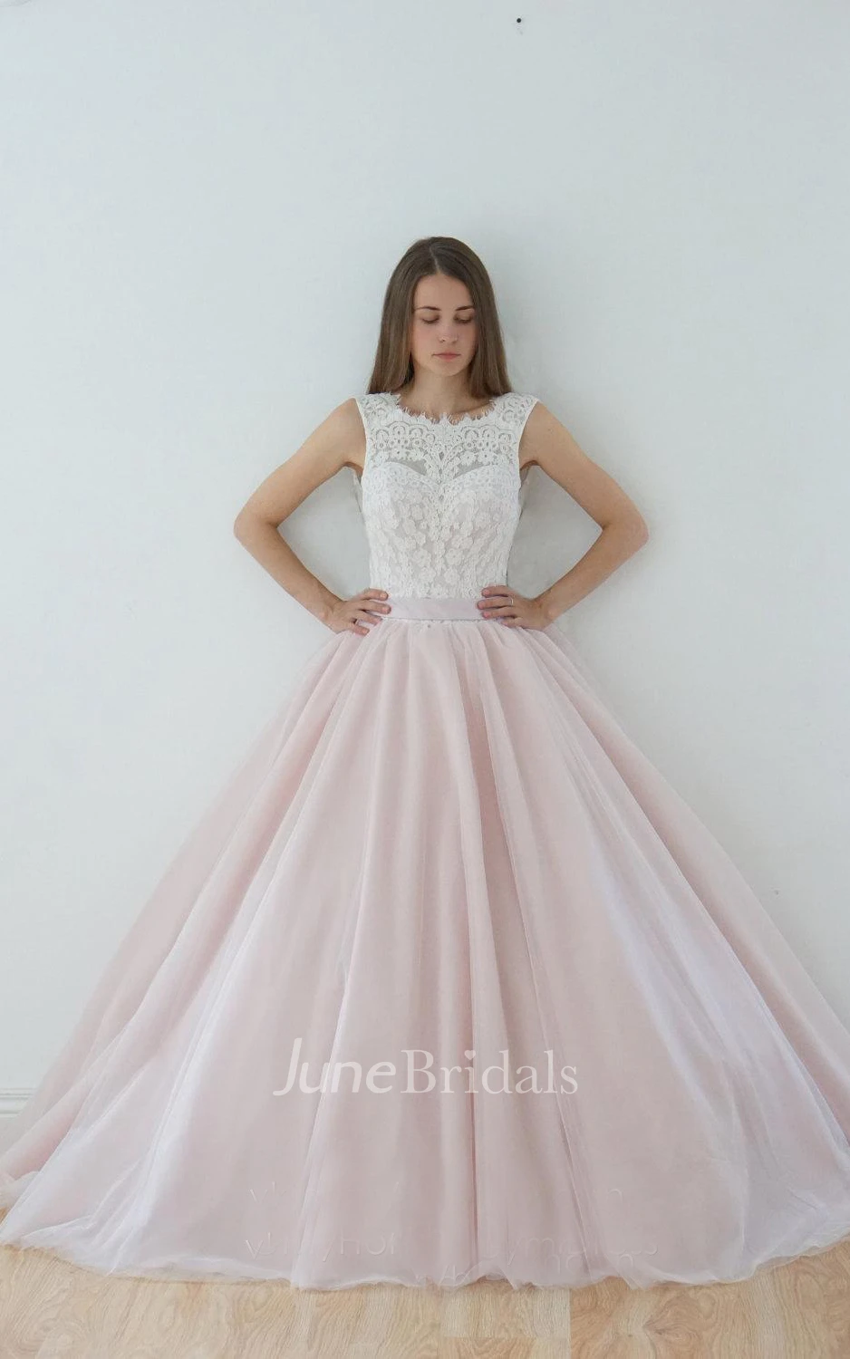 A-Line Scoop Sleeveless Muti-Color Dress With Bow And Deep-V Back