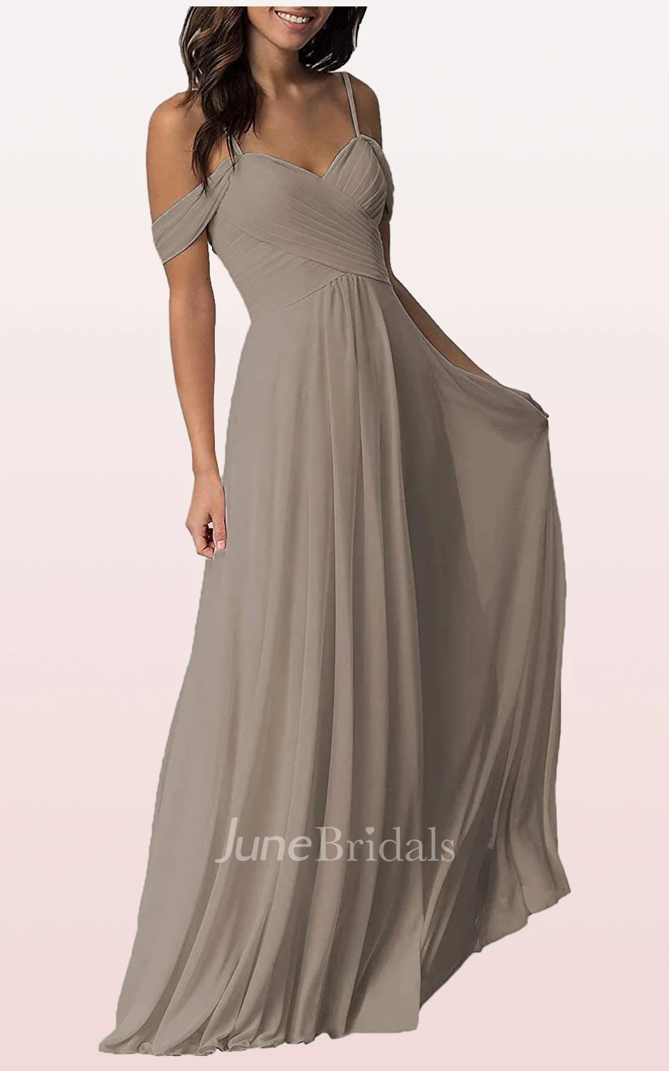Simple A Line Off-the-shoulder Chiffon Sleeveless Bridesmaid Dress