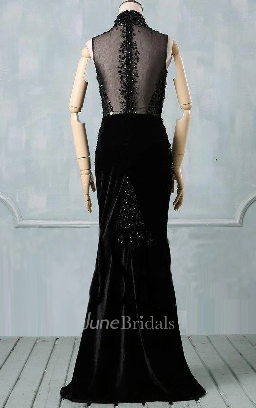 Black Prom Round Neck Prom Black Evening High Neck Formal Detachable Train Custom Size Dress