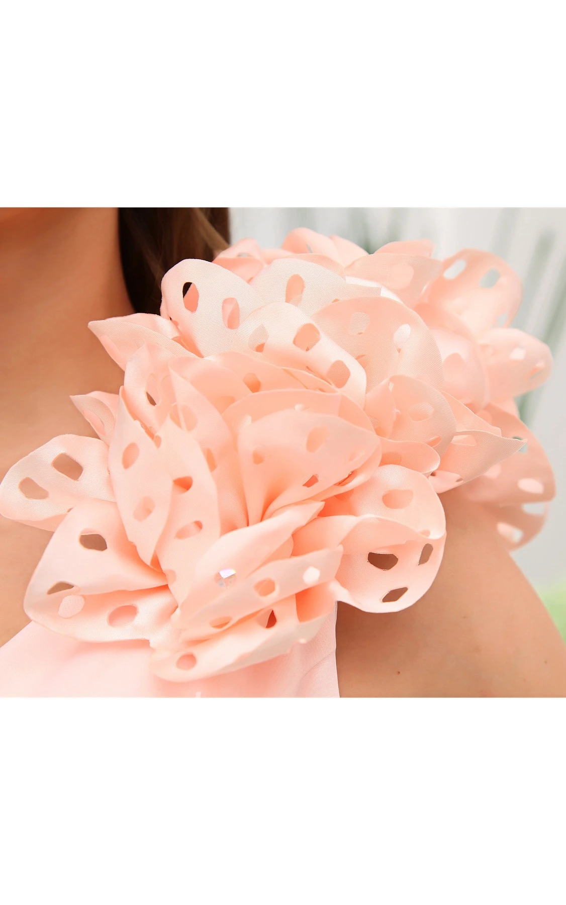 Criss-Cross Tulle A-Line Short Dress with Single Floral Strap