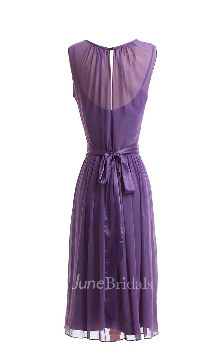 Sleeveless Knee-length Pleated Layered Chiffon Dress