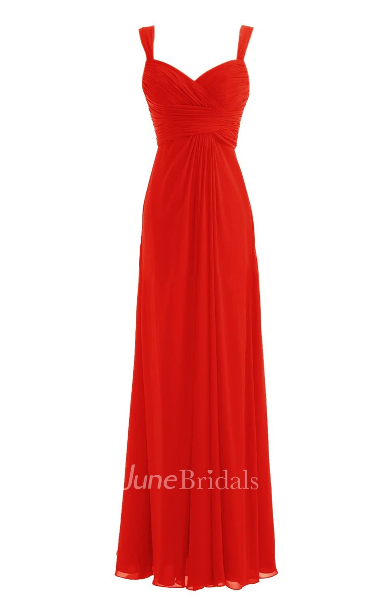 Spaghetti Straps Long Chiffon Dress With Basque Waist