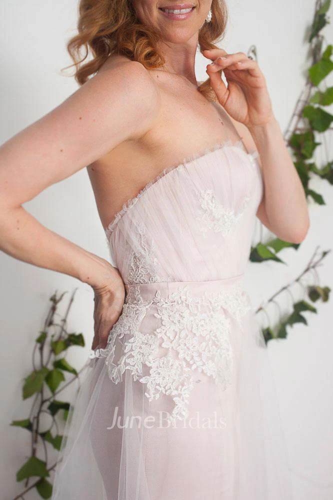 Tulle Satin Beaded Lace Lace-Up Corset Back Wedding Dress