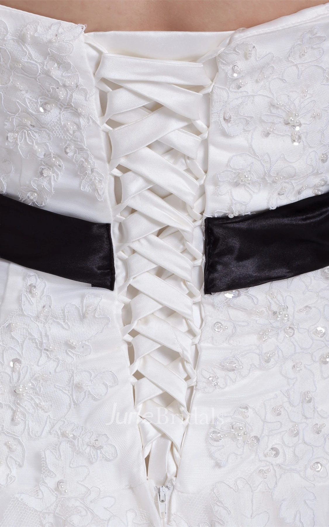 Sweetheart Tulle A-Line Gown with Appliques and Beaded Bow