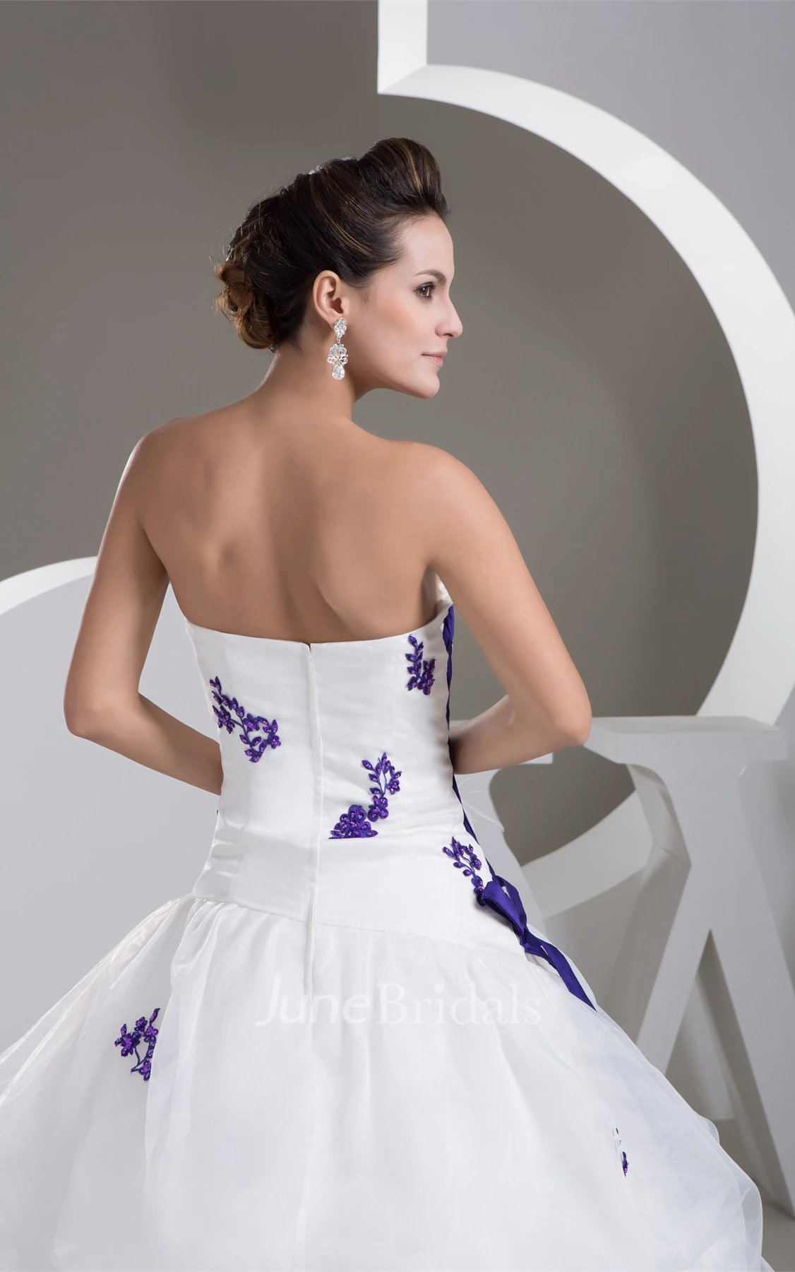 Sweetheart Ruffled Ball Gown with Appliques and Wrap