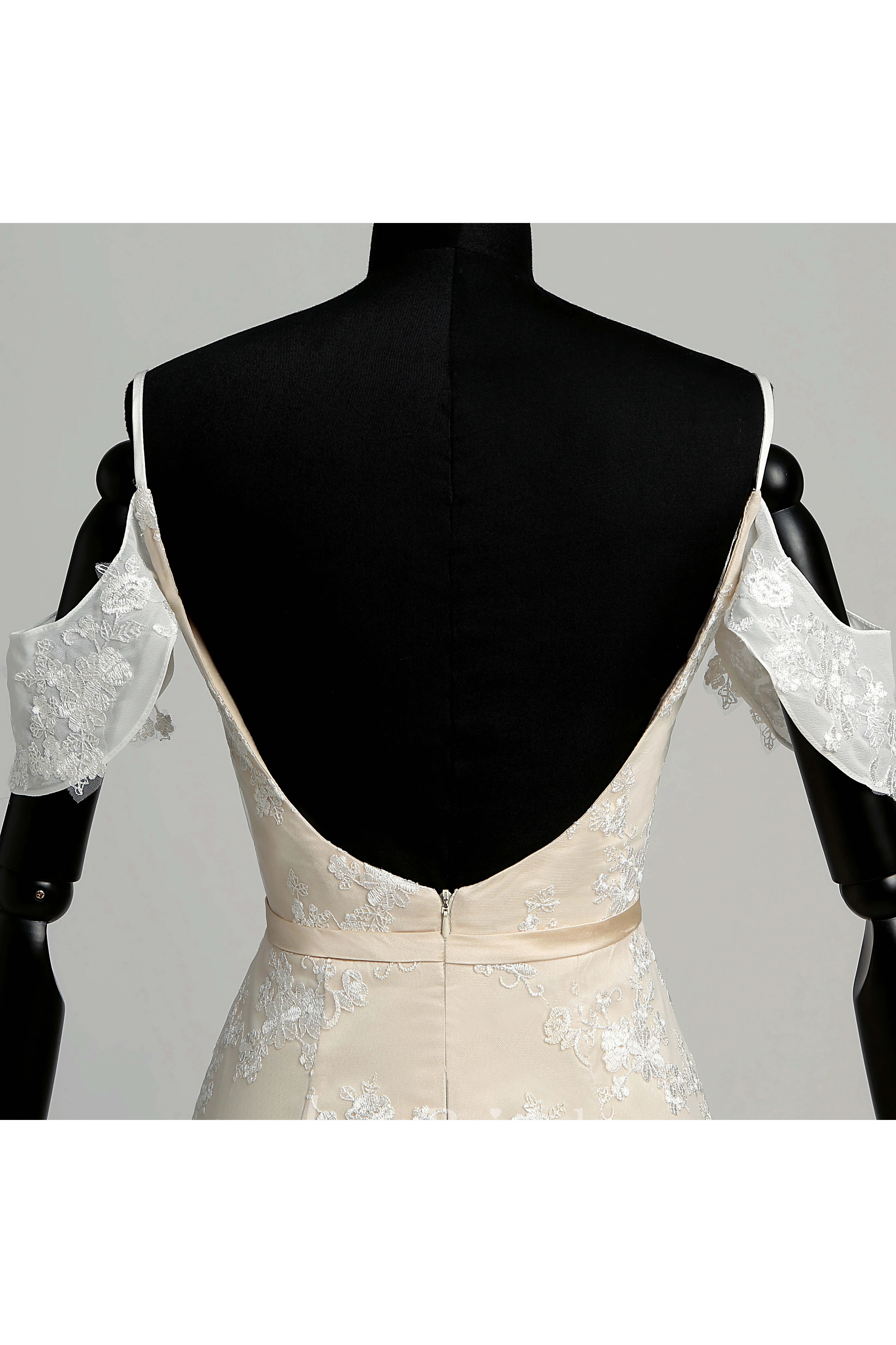 Off-the-shoulder Deep-v Back Mermaid Lace Wedding Dress