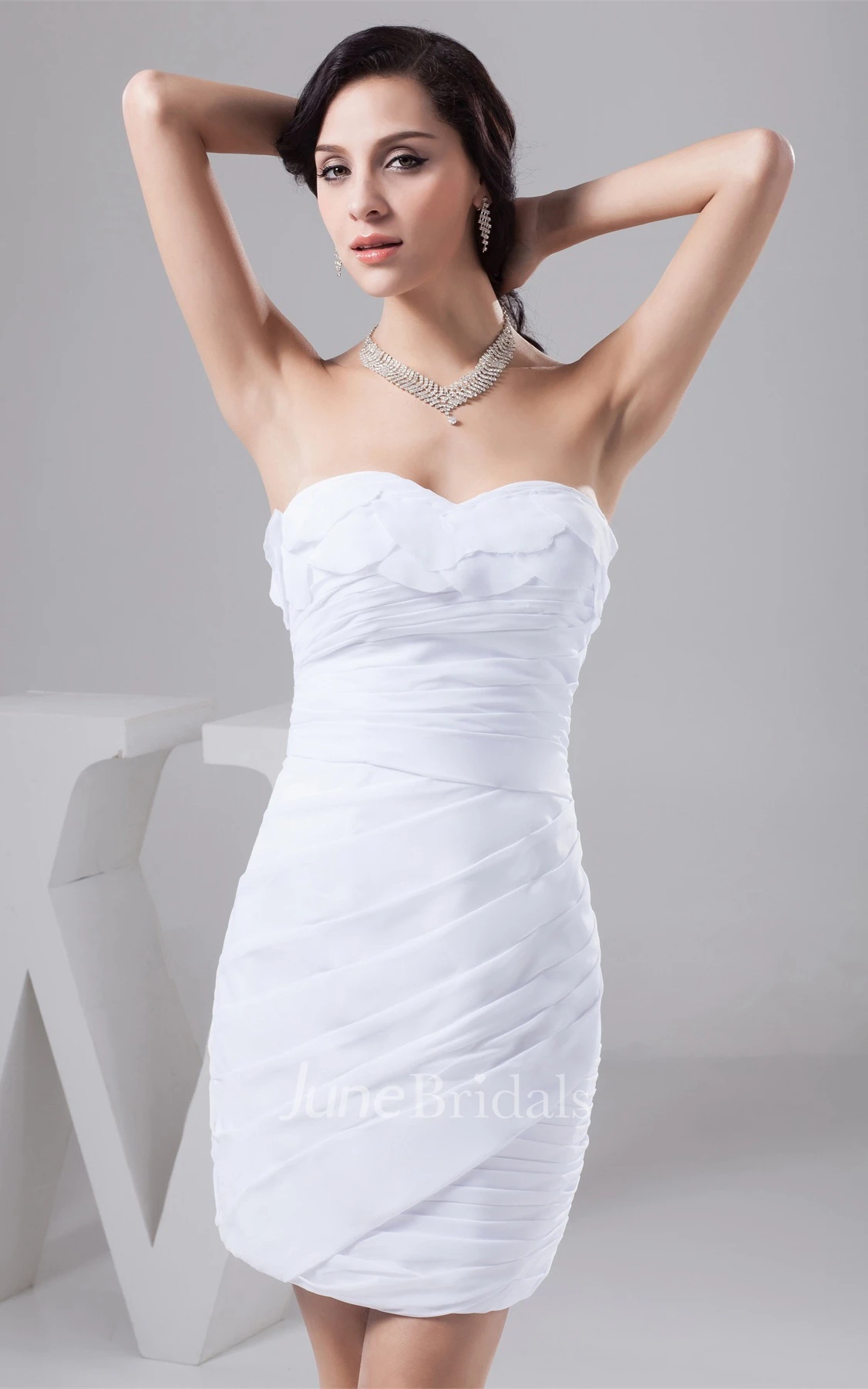 Sweetheart Chiffon Short Gown with Ruching