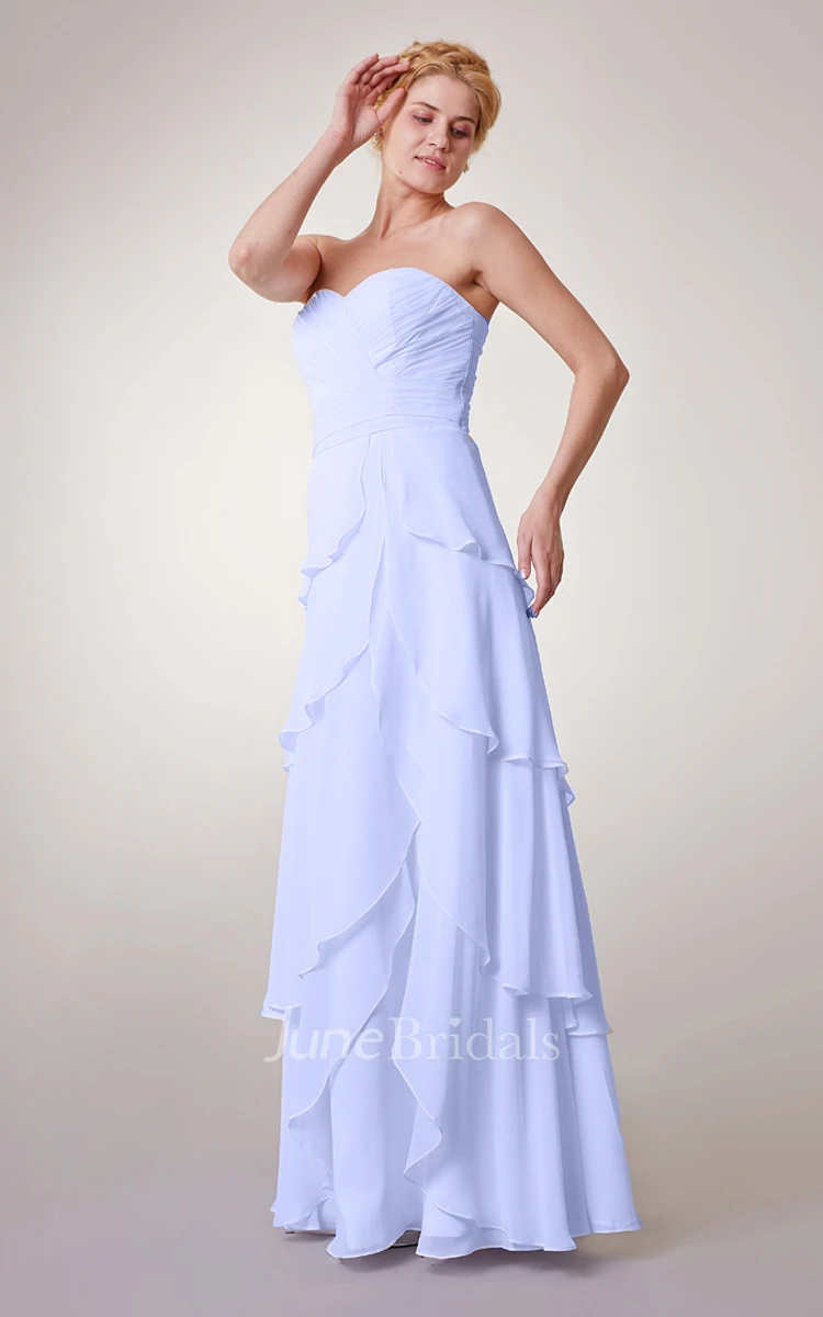 Empire Sweetheart Chiffon Long Dress With Tiers