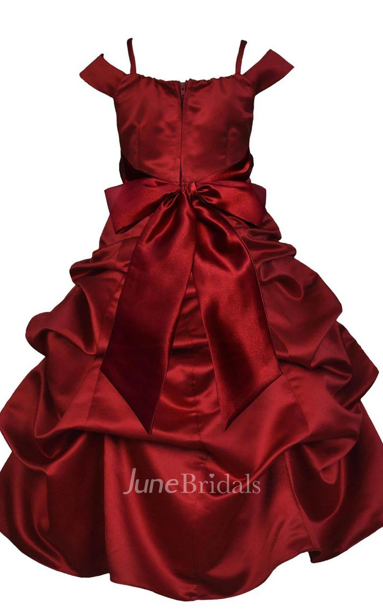 Off-shoulder A-line Taffeta Dress With Ruffles