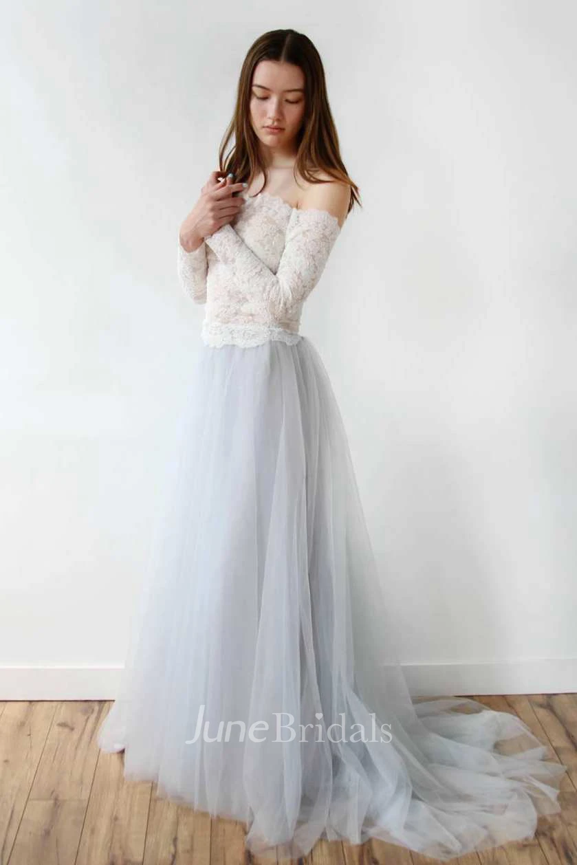 Off-The-Shoulder Long Sleeve Wedding Dress