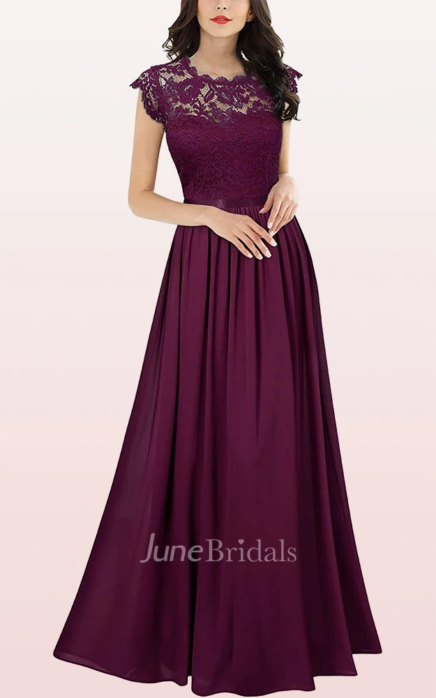 A Line Scalloped Chiffon Bridesmaid Dress With Pleats
