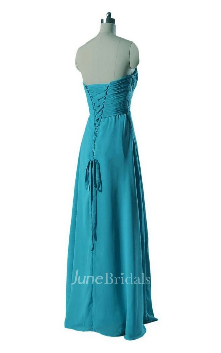 Chic Sweetheart Ruched Empire Gown With Lace-up Back