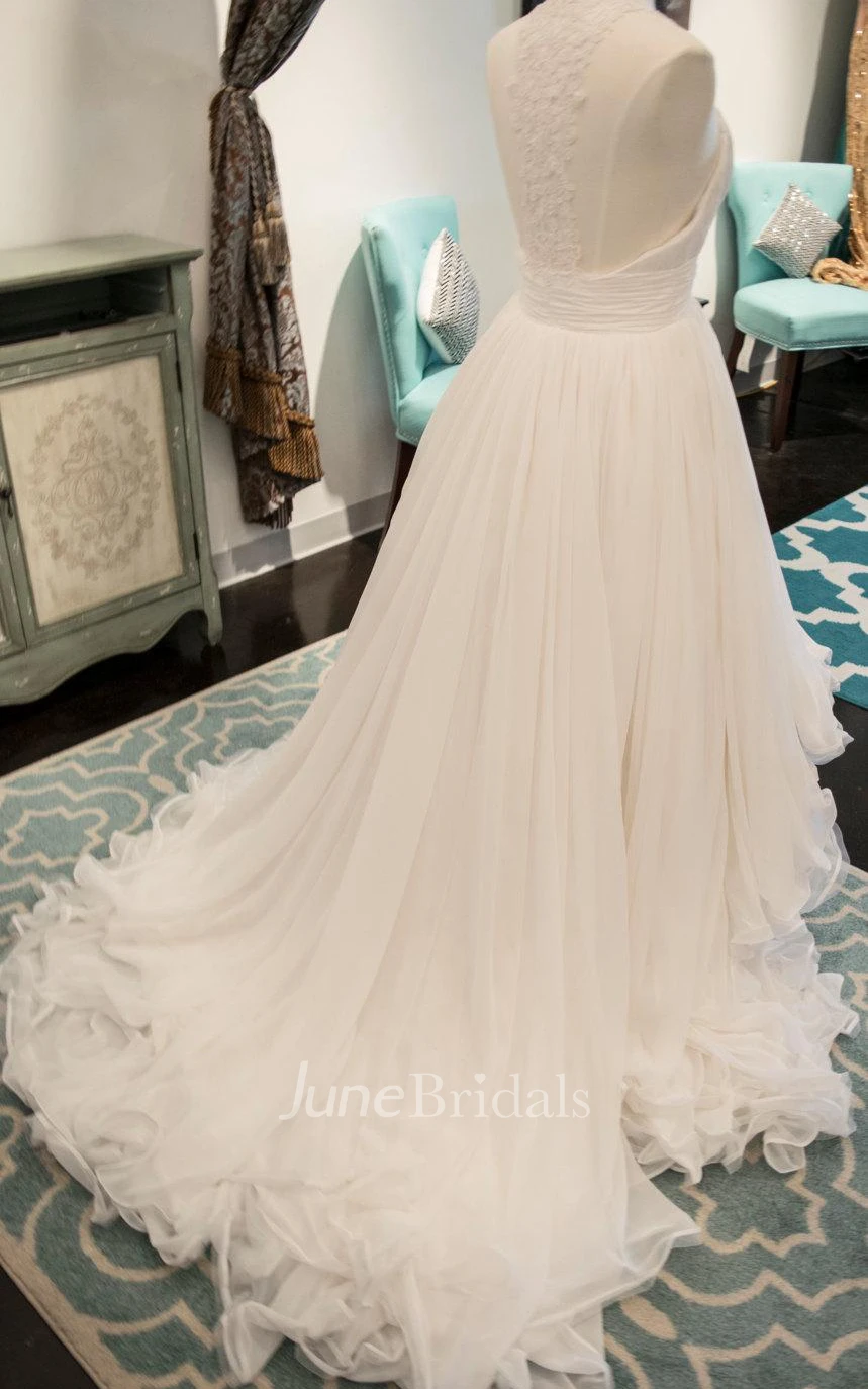 Spaghetti Strapped Sweetheart Chiffon Lace Dress With Tiers