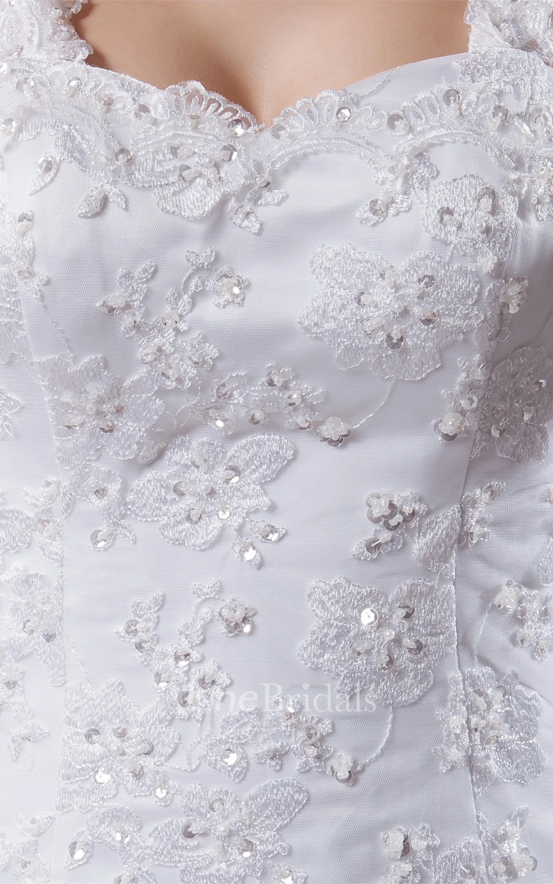 Strapped A-Line Gown with Appliques and Crystal Detailing