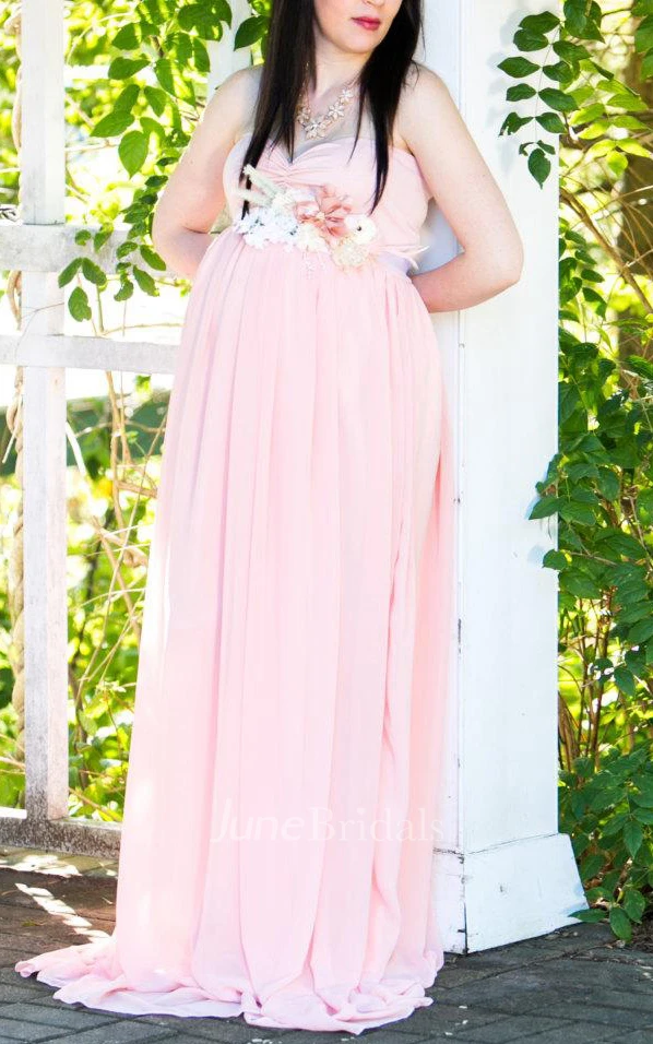 Chiffon Maternity Dress With Split Front&Split