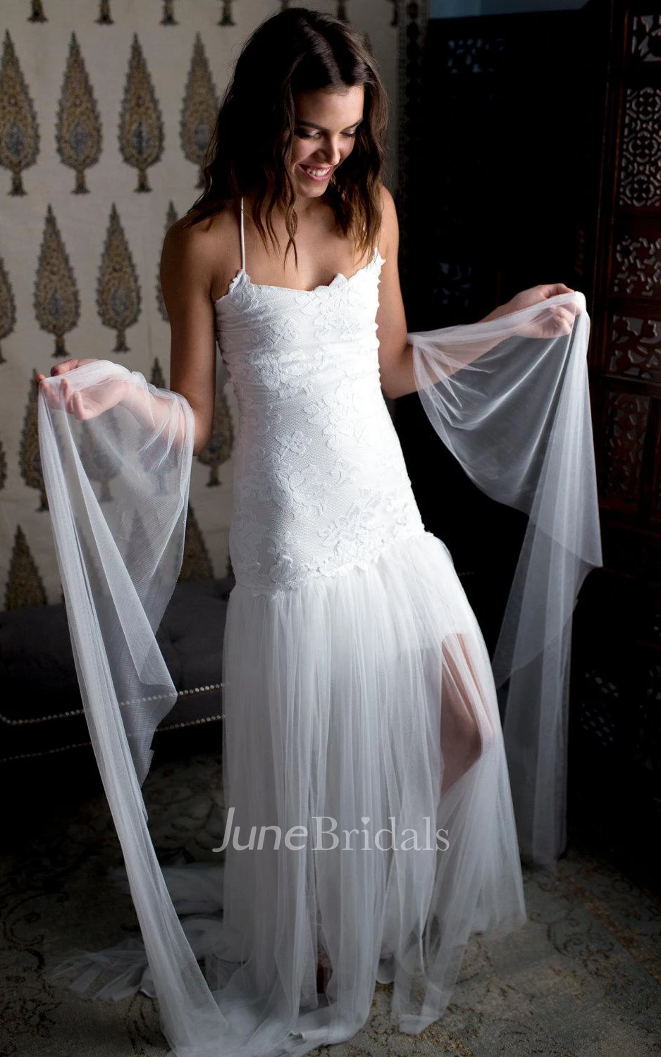 Halter Chiffon Tulle Lace Weddig Dress