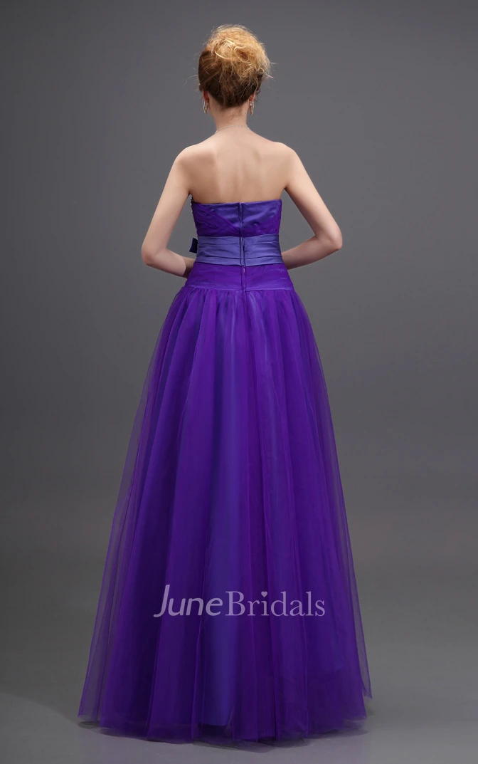 Shining Beaded Sweetheart Sleeveless Dress With Bow Andwaistbanded Waist