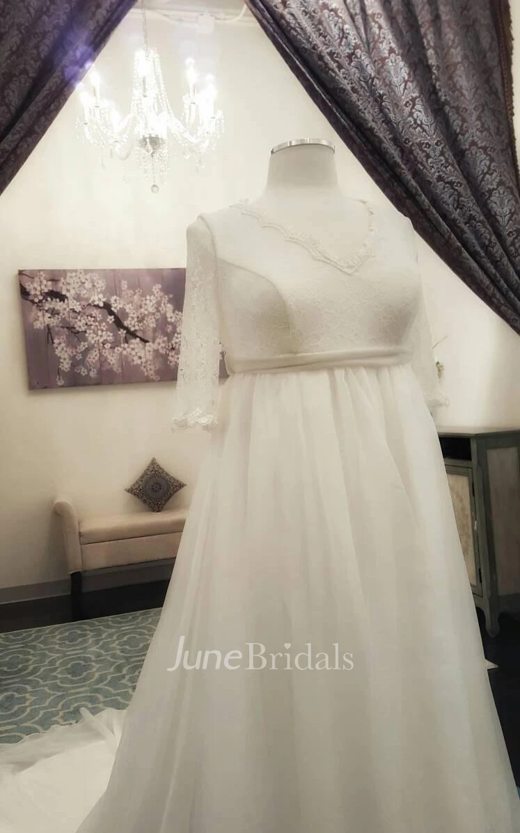 Empire Empire Chiffon Lace Weddig Dress