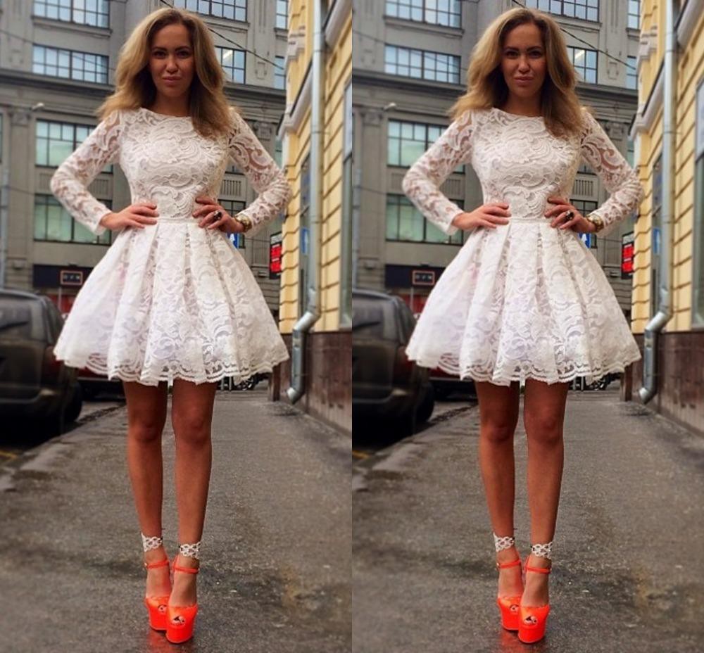 Elegant white shop dresses short