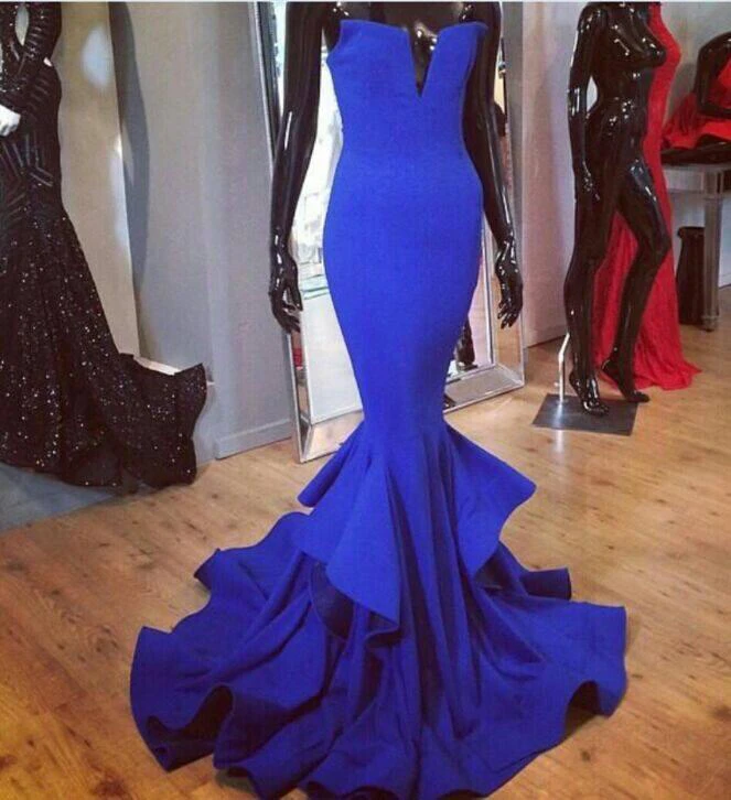 Mermaid Womens Royal Blue Evening Dress Elegant Gorgeous Online